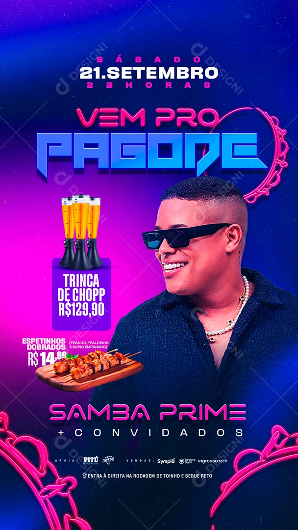 Flyer Vem Pro Pagode Social Media PSD Editável