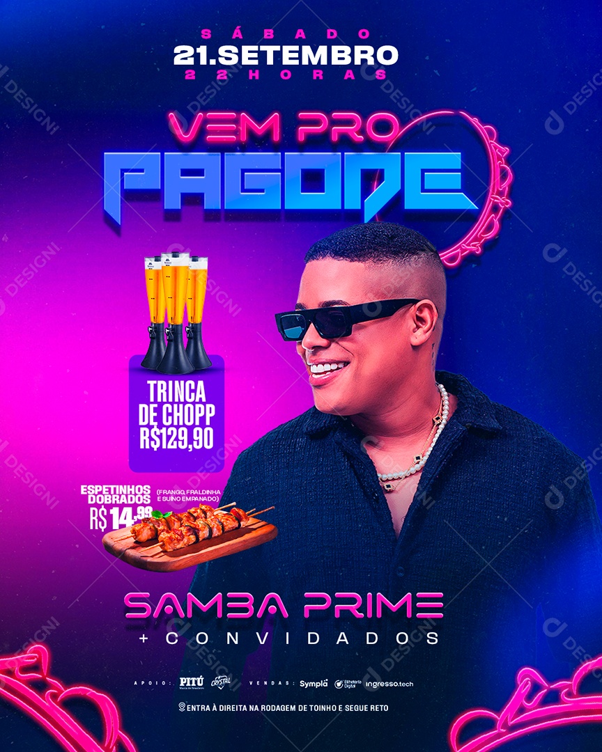 Flyer Vem Pro Pagode Social Media PSD Editável