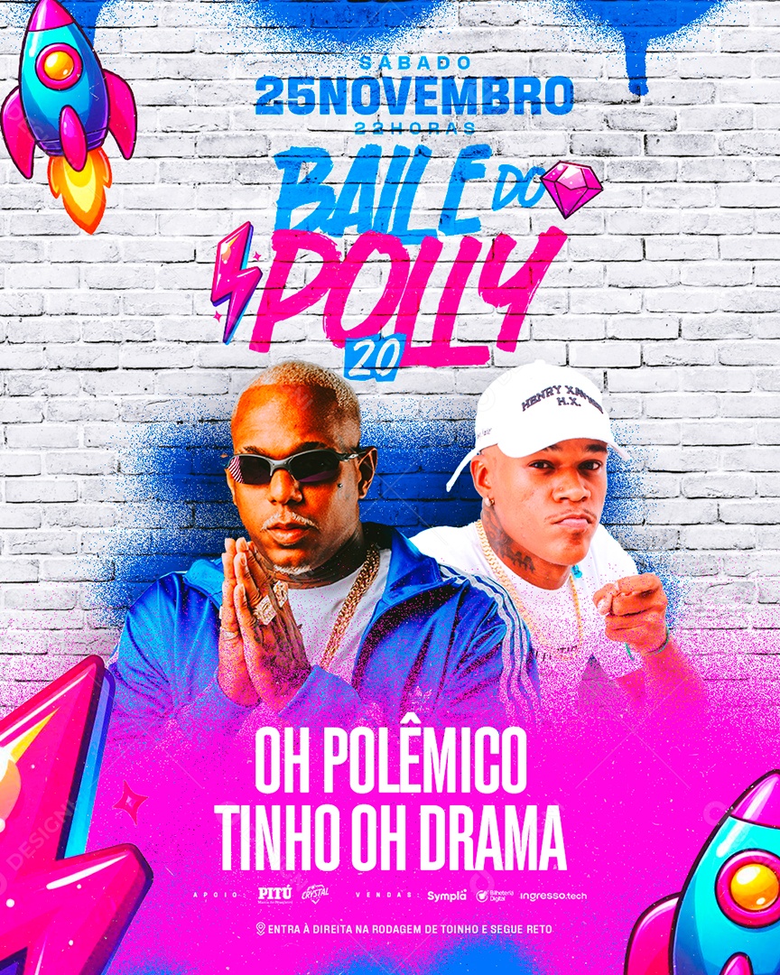 Flyer Baile do Polly Social Media PSD Editável