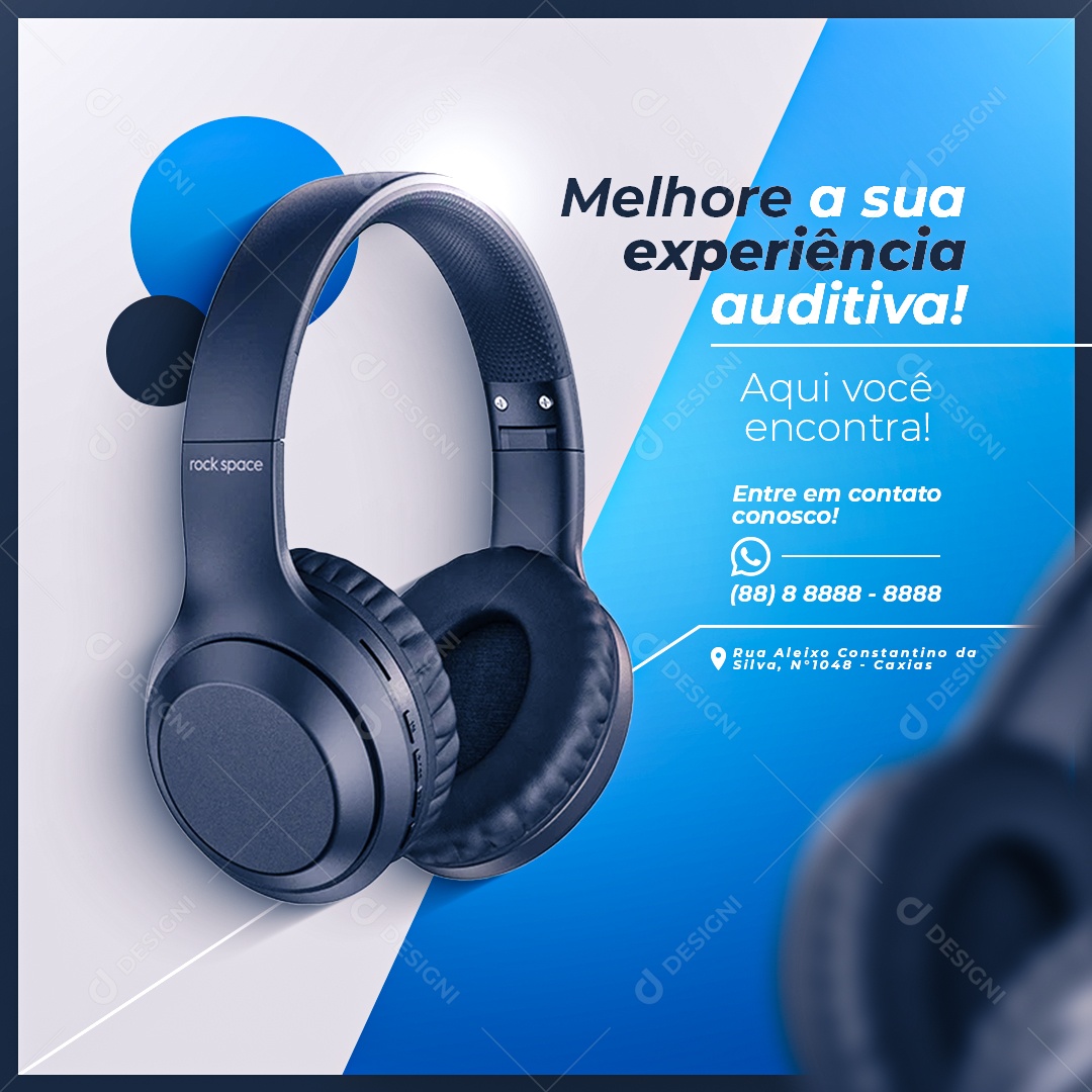 Assistência Técnica Melhore a Sua Experiência Auditiva Social Media PSD Editável