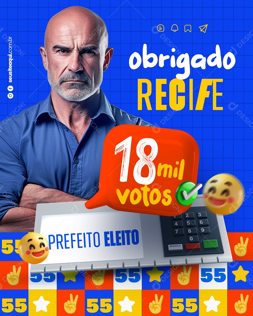 Politica Prefeito Eleito Social Media PSD Editável