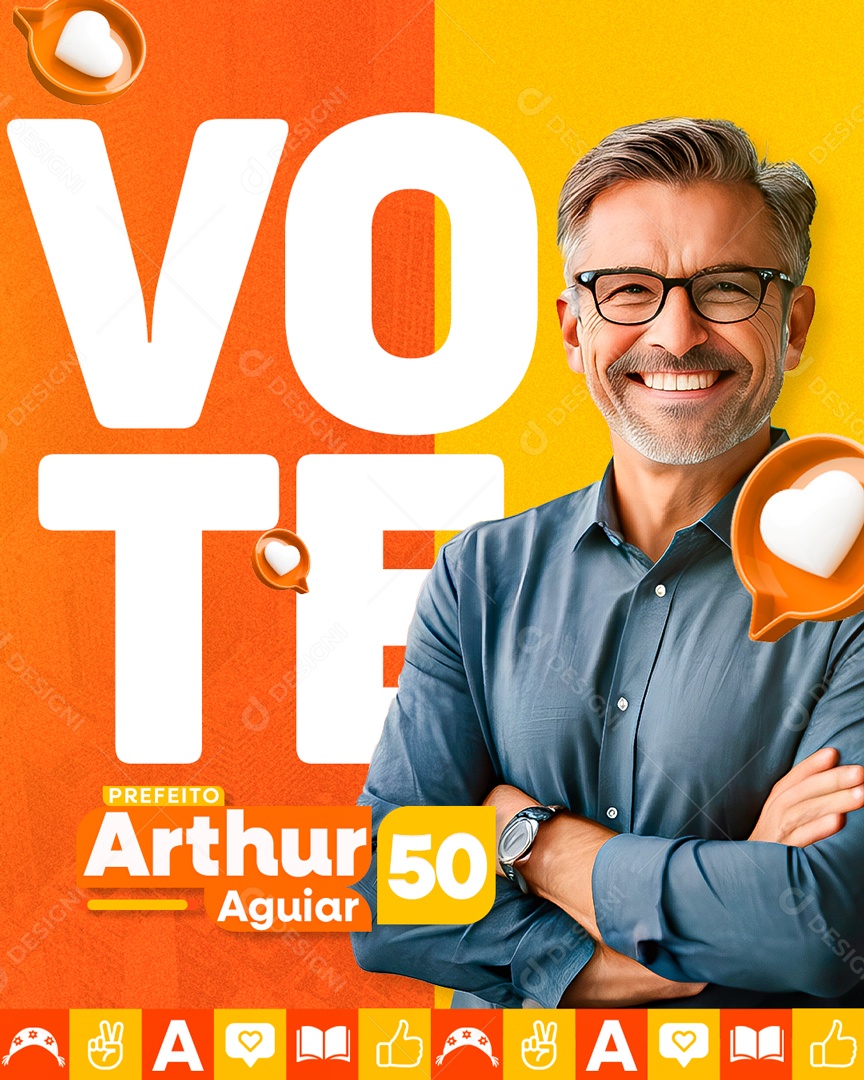 Politica Vote Prefeito Arthur Aguiar Social Media PSD Editável