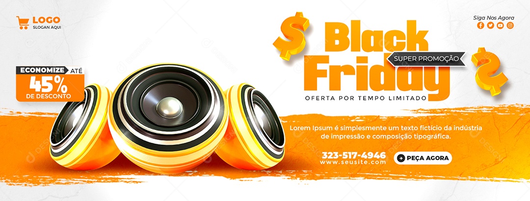 Banner Promoção de Black Friday Social Media PSD Editável
