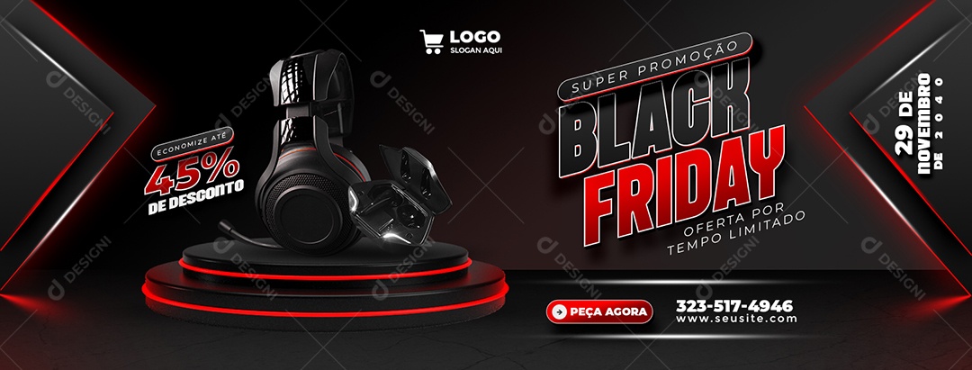 Banner Promoção de Black Friday Social Media PSD Editável