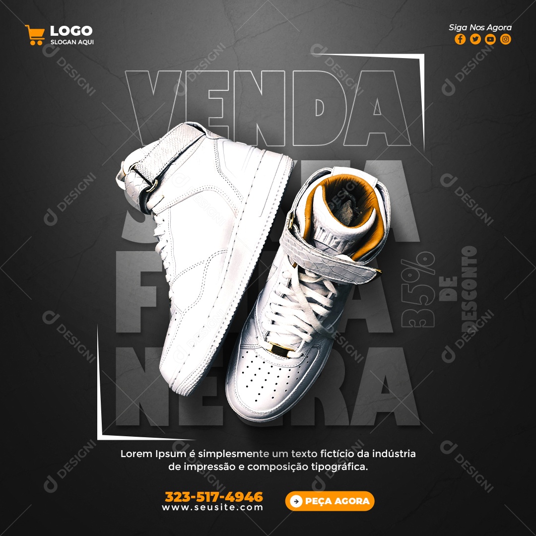 Promoção de Black Friday Oferta de Tênis Social Media PSD Editável