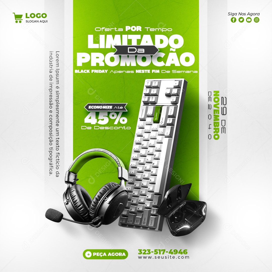 Promoção de Black Friday Oferta de Periféricos Social Media PSD Editável