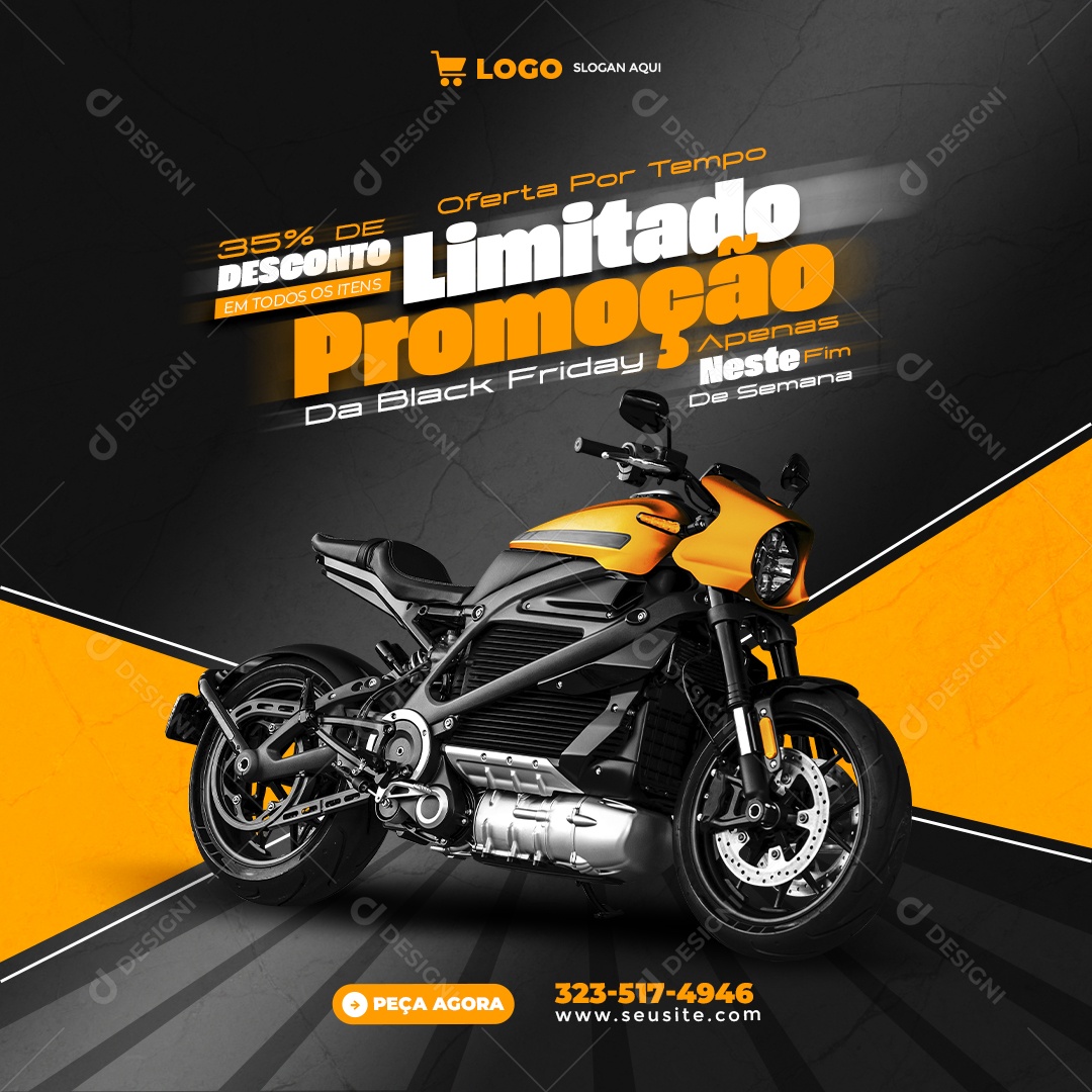 Black Friday Promoção de Moto Social Media PSD Editável