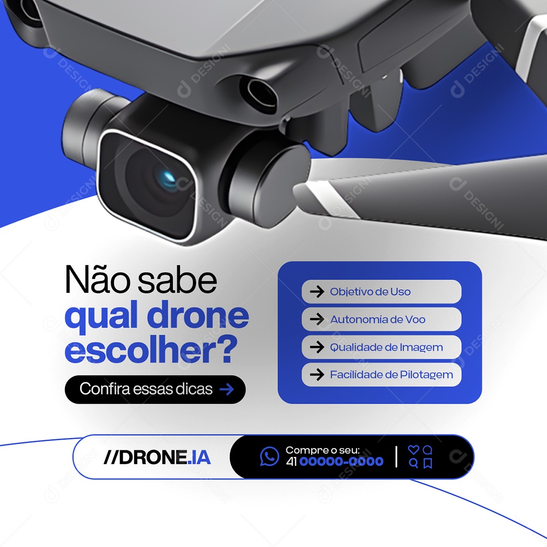 Loja de Drones Não Sabe Qual Drone Escolher Social Media PSD Editável