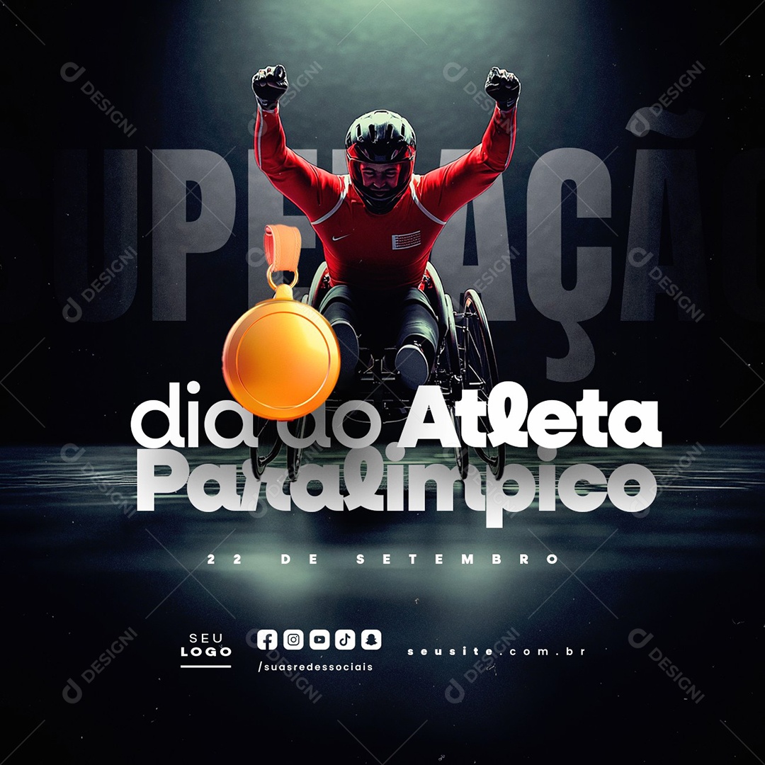 Dia do Atleta Paralímpico 22 de Setembro Social Media PSD Editável
