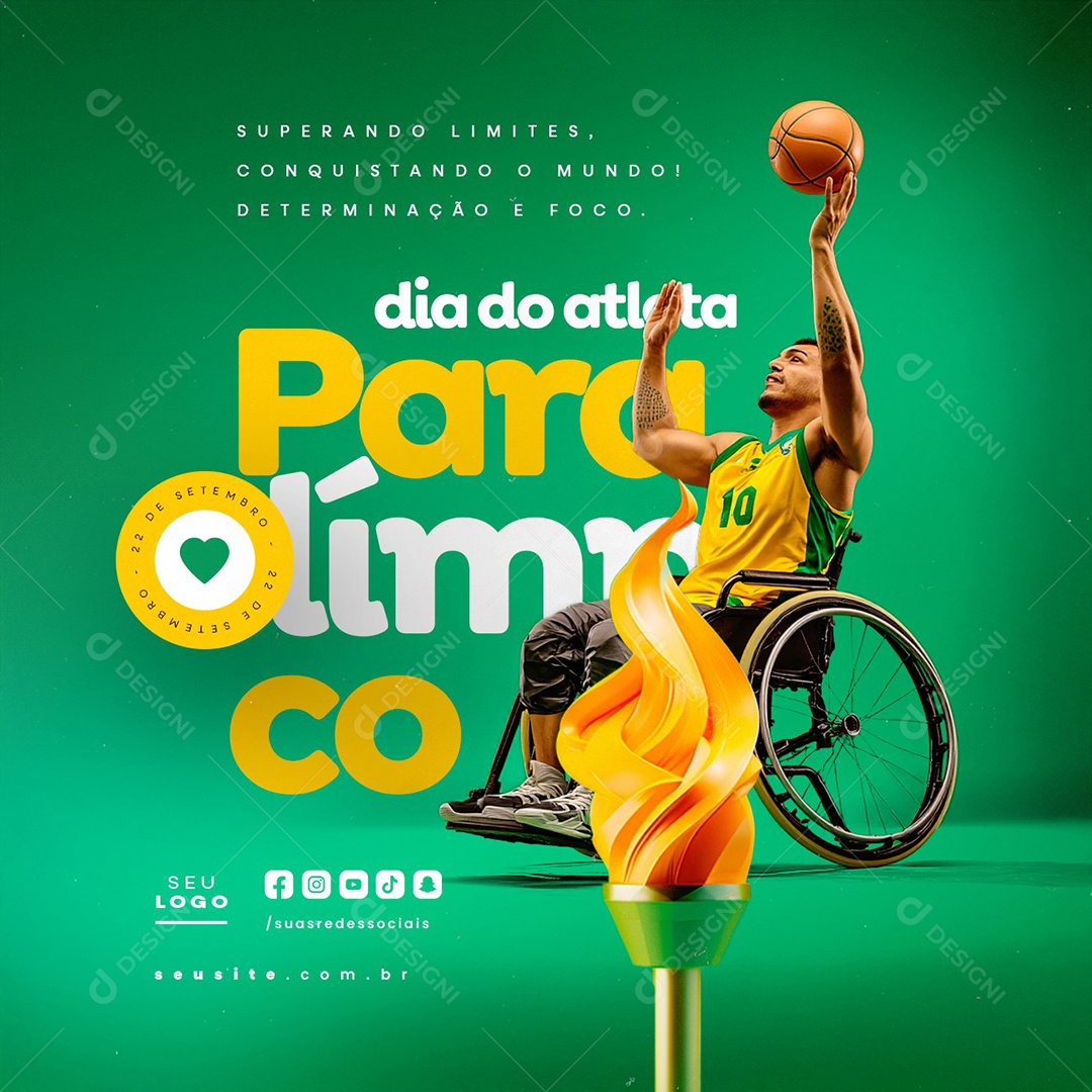 Dia do Atleta Paralímpico 22 de Setembro Superando Limites Social Media PSD Editável