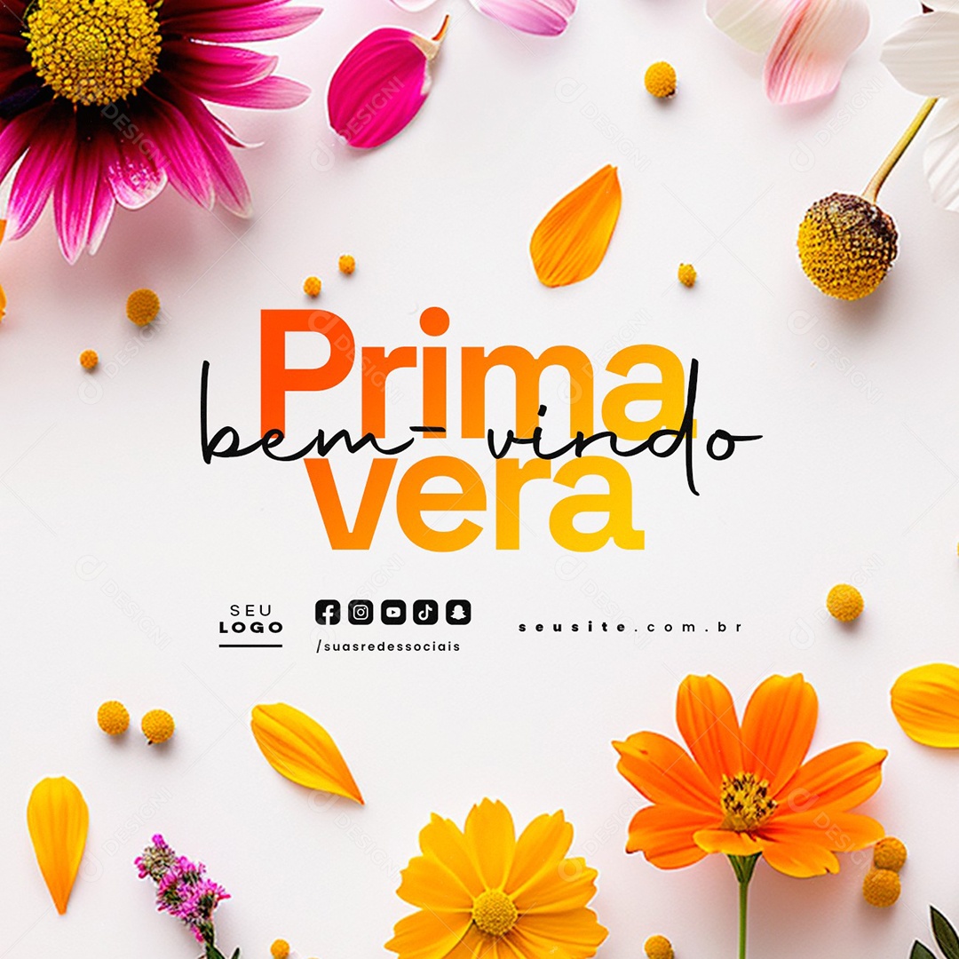 Bem Vindo Primavera Social Media PSD Editável
