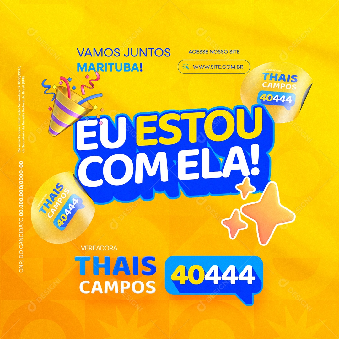 Eleição Política Vereadora Thais Campos Eu Estou com Ela Social Media PSD Editável
