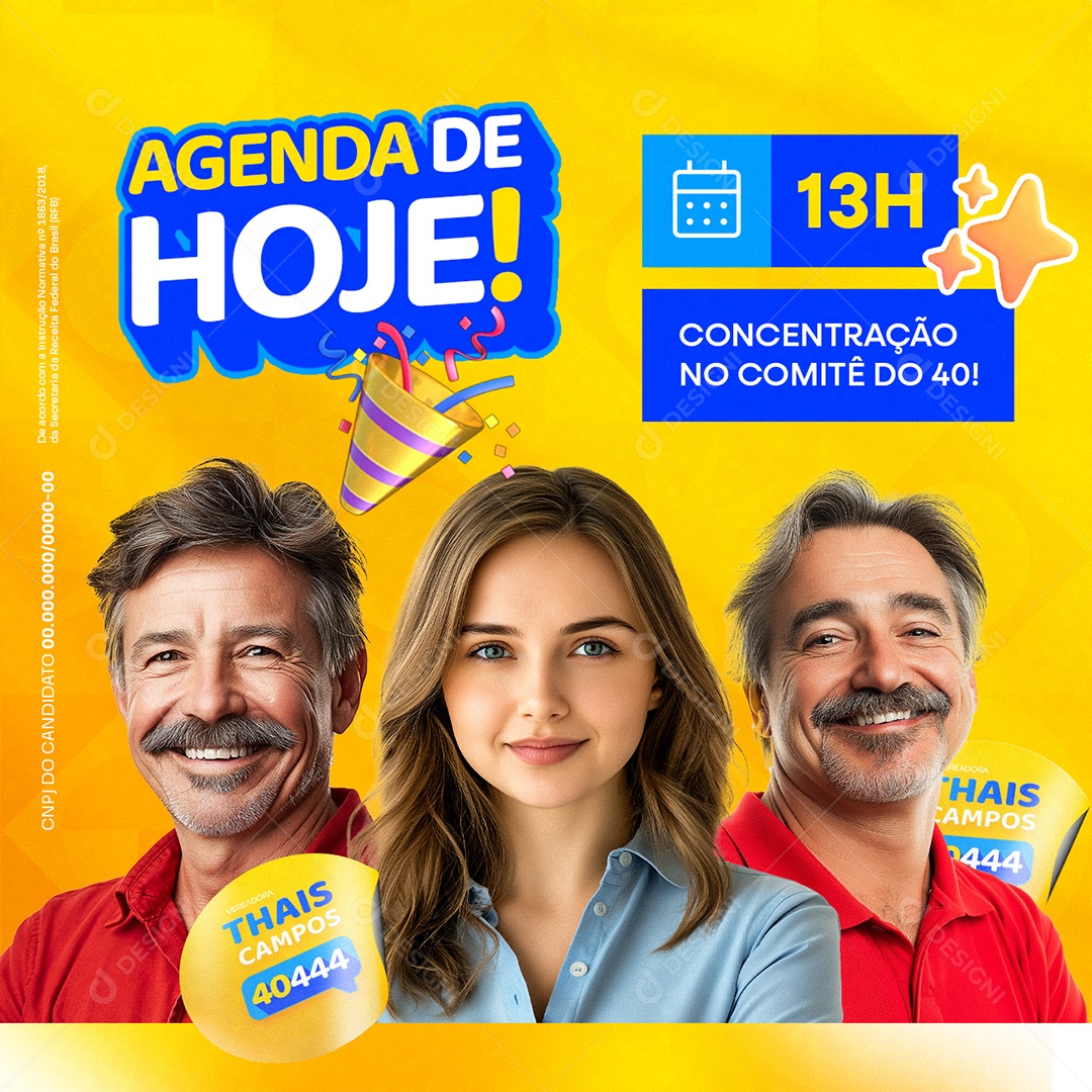 Eleição Política Vereadora Thais Campos Agenda de Hoje Social Media PSD Editável