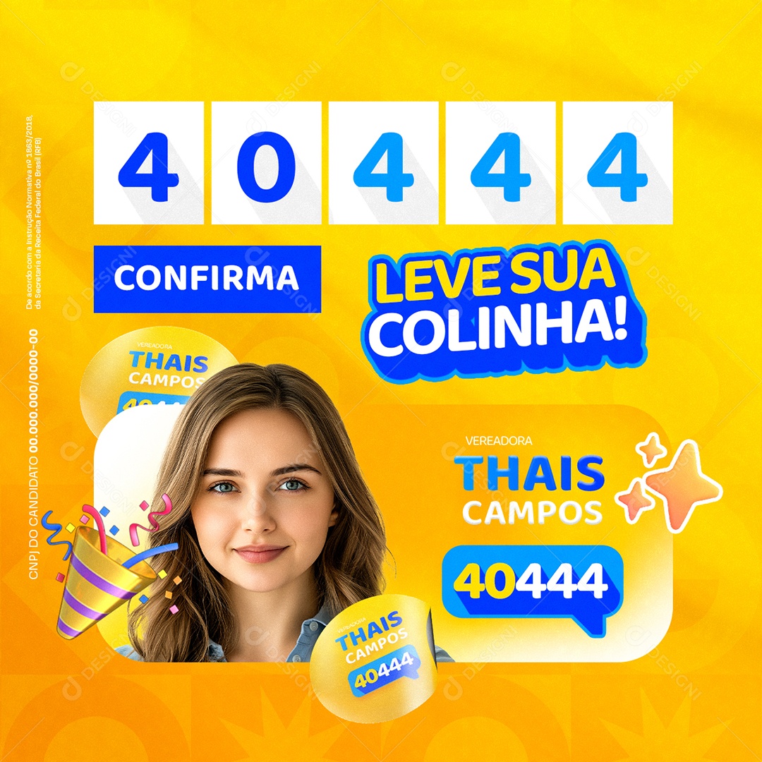 Eleição Política Vereadora Thais Campos Leve sua Colinha Social Media PSD Editável