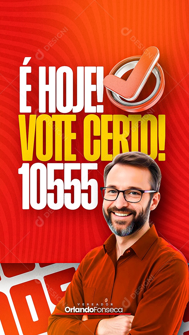 Story Política Candidato a Vereador Orlando Fonseca Vermelho Social Media PSD Editável