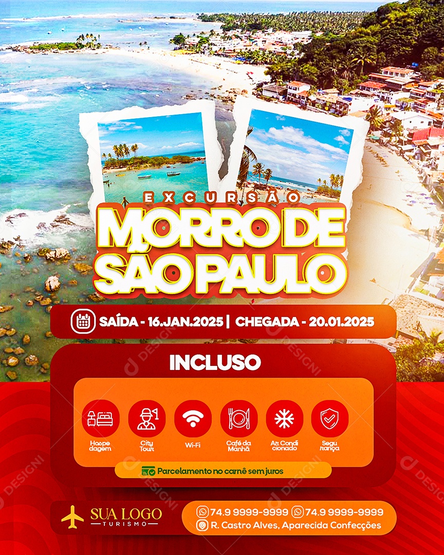 Agência de Viagens Excursão Morro de São Paulo Social Media PSD Editável