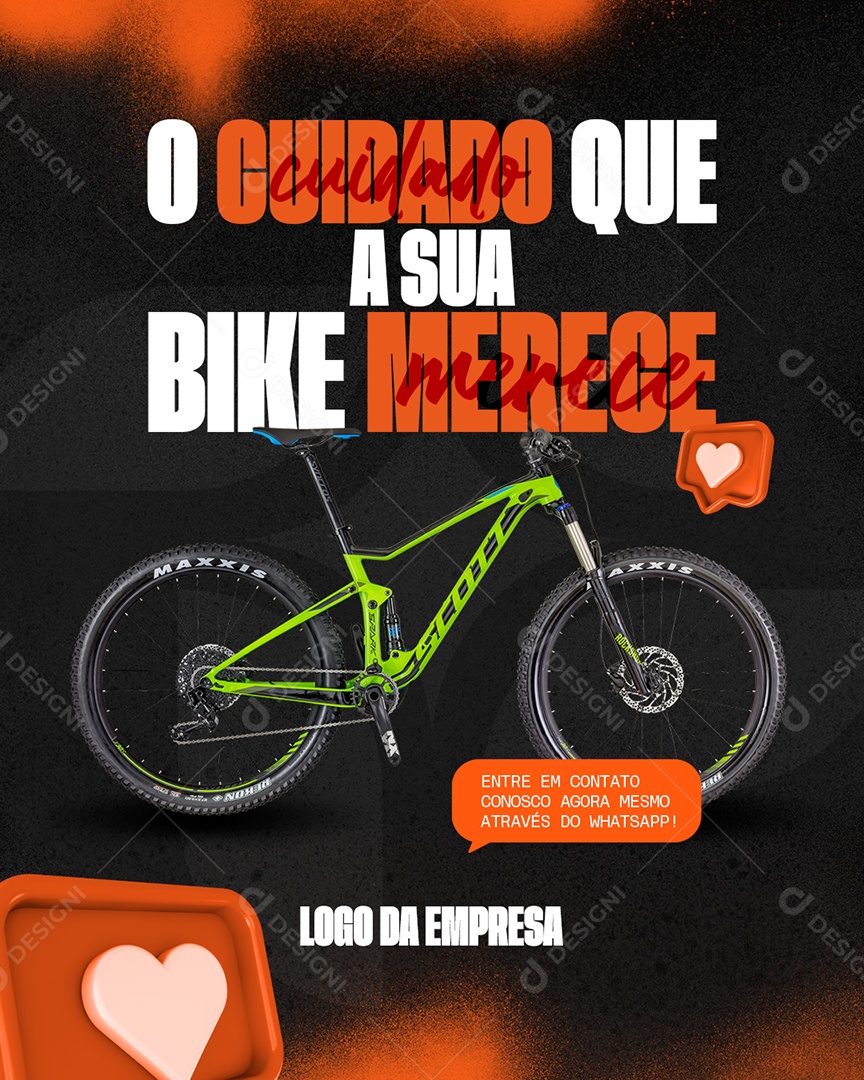 Loja de Bicicleta o Cuidado que Sua Bike Merece Social Media PSD Editável