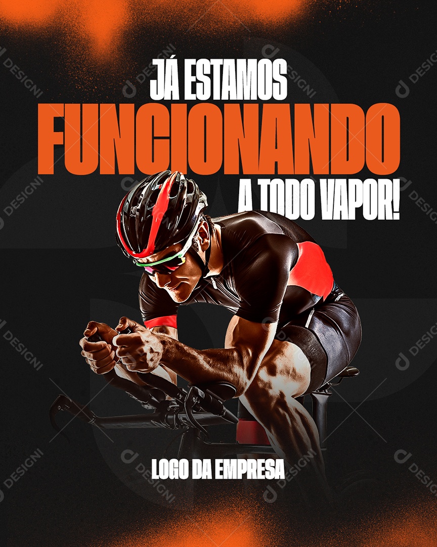 Loja de Bicicleta Já Estamos Funcionando Social Media PSD Editável