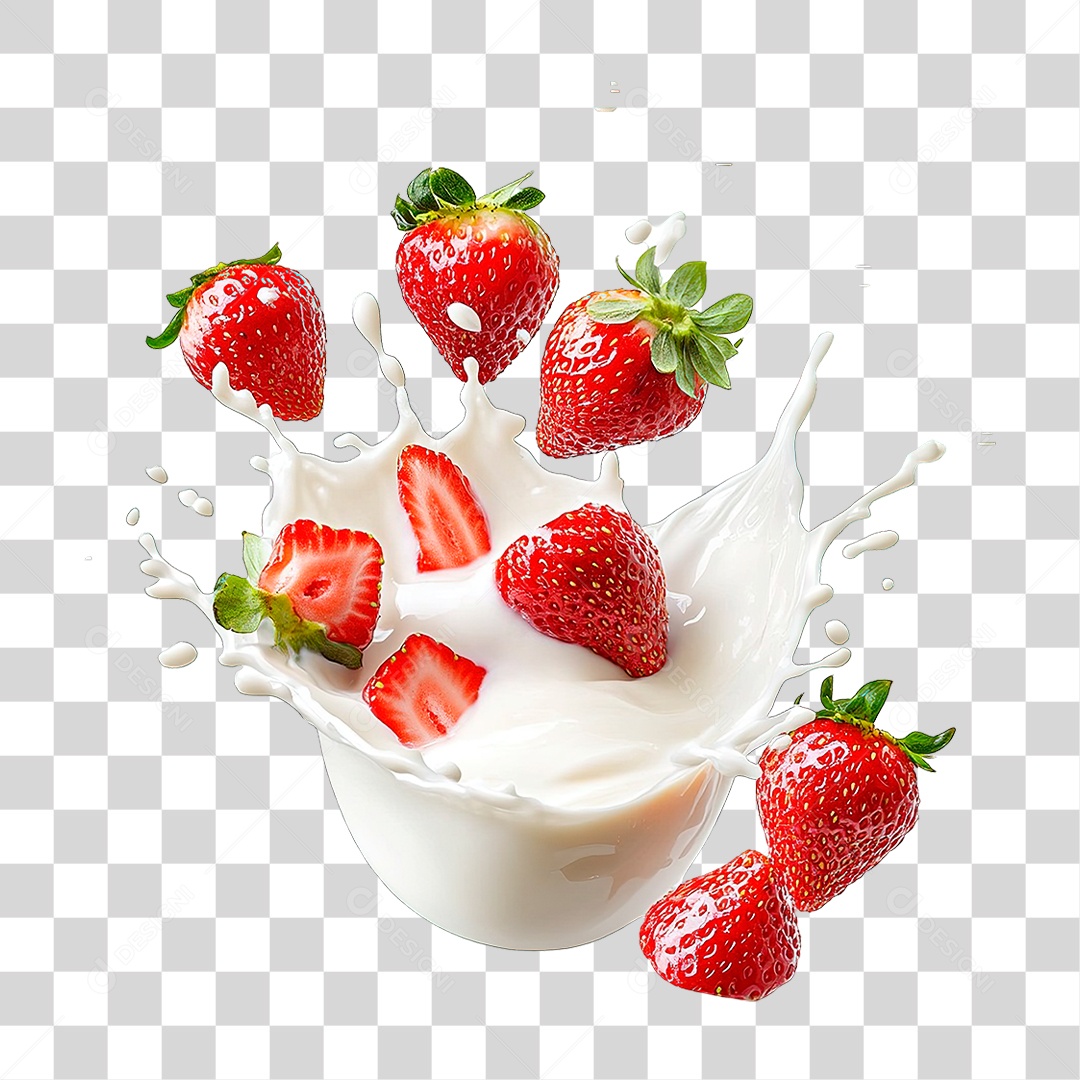 Iogurte de Morango PNG Transparente