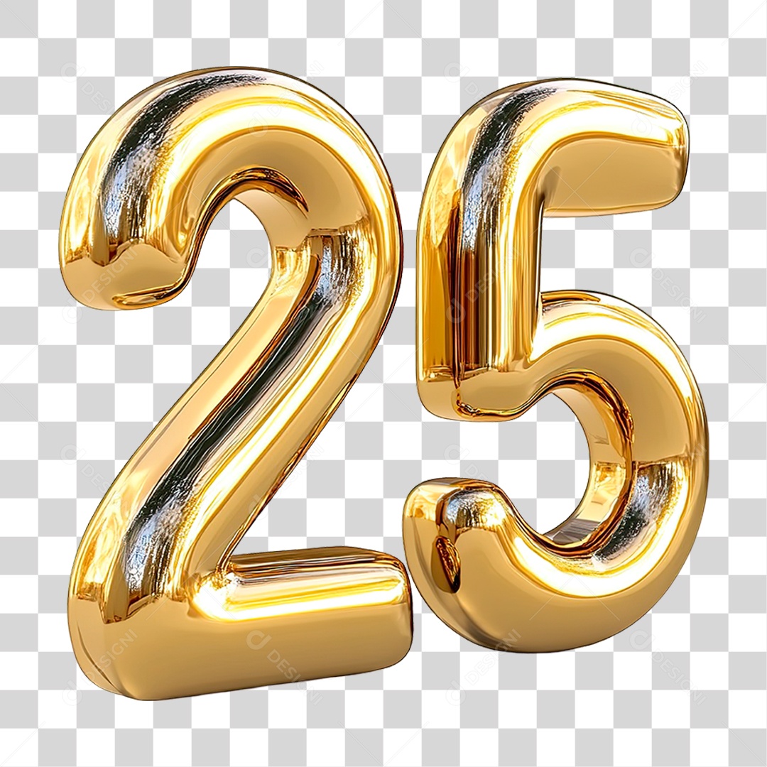Ícone 3D de Números 25 PNG Transparente