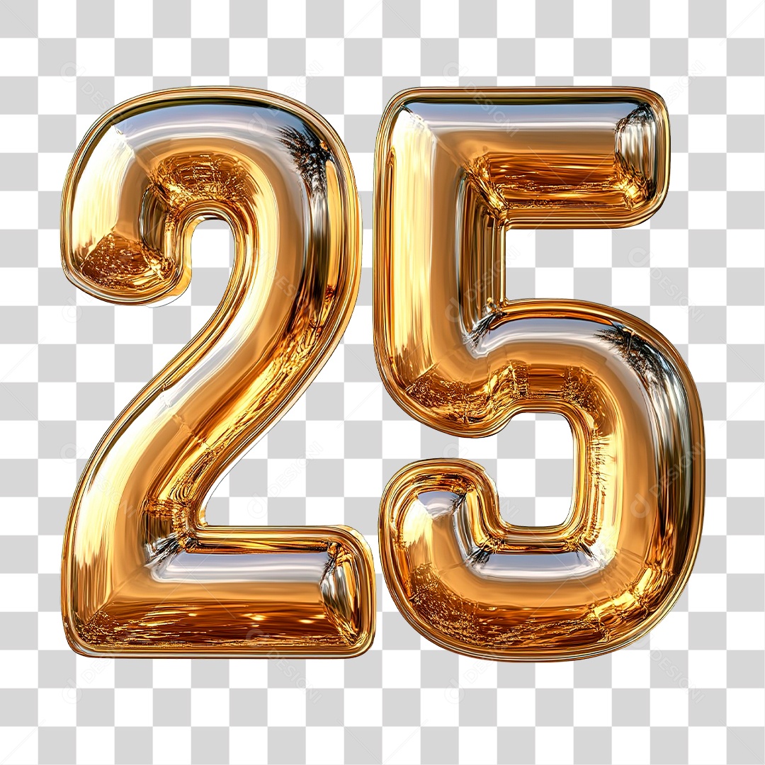 Ícone 3D de Números 25 PNG Transparente