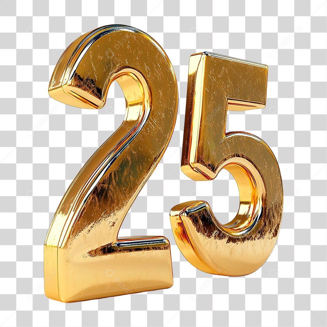 Ícone 3D de Números 25 PNG Transparente