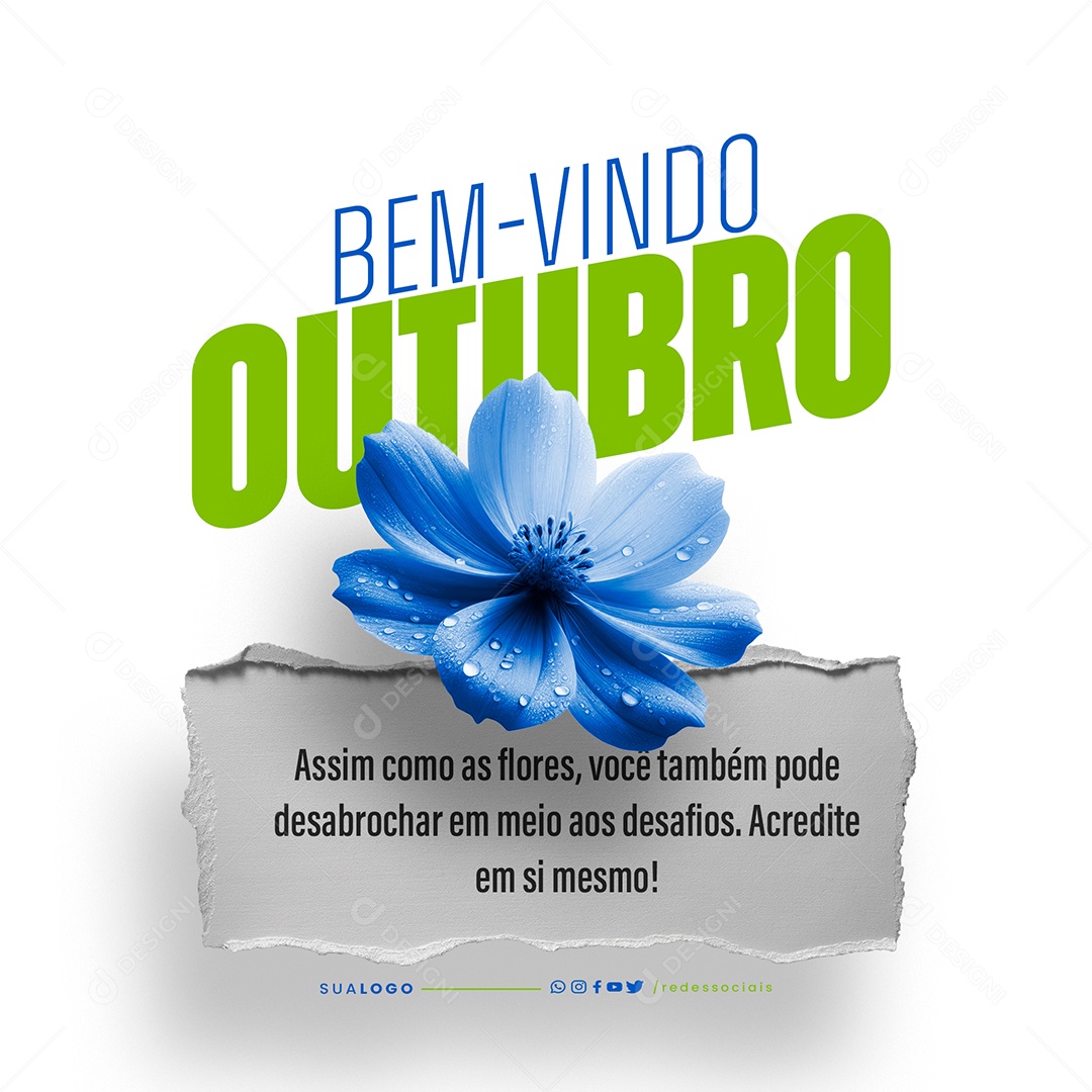 Social Media Bem Vindo Outubro Acredite PSD Editável