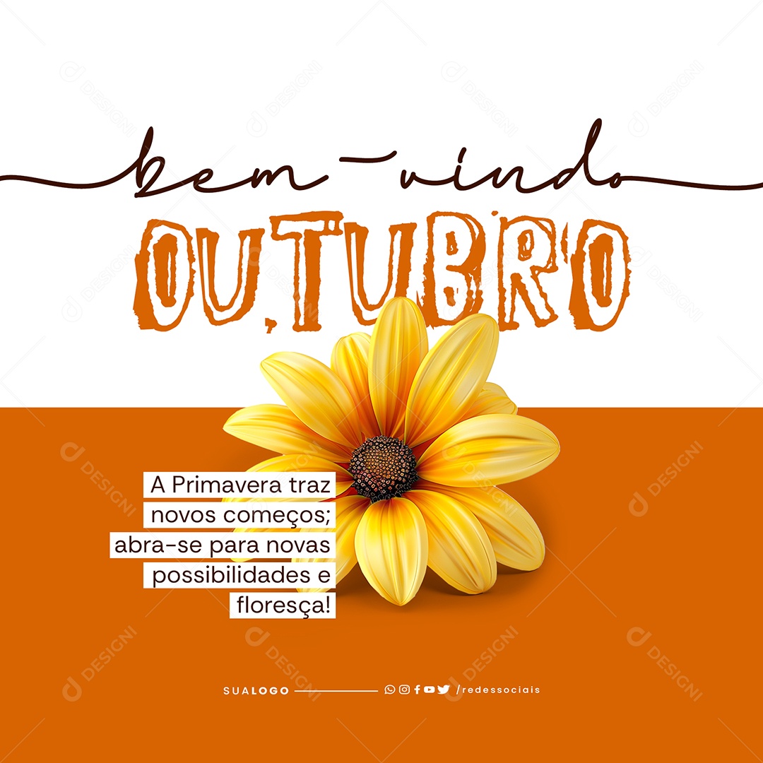 Social Media Bem Vindo Outubro Começos PSD Editável