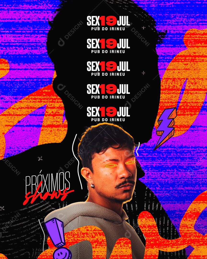 Flyer Artistas Shows Social Media PSD Editável