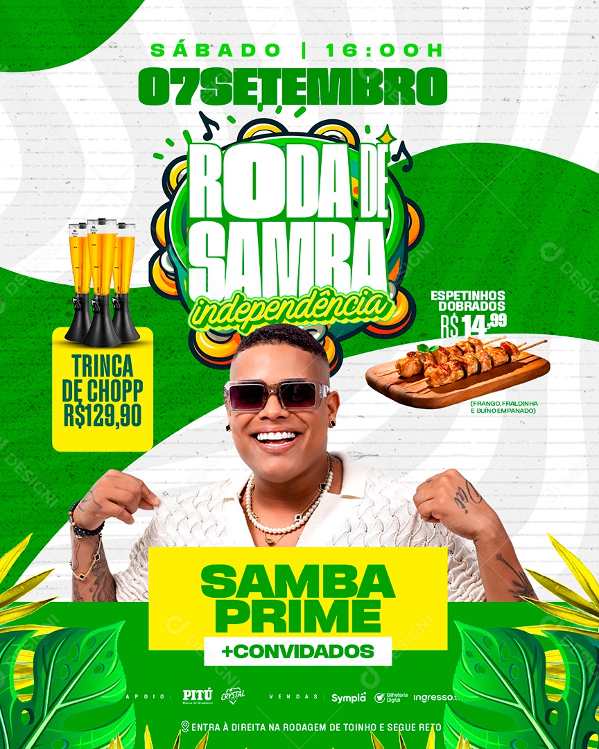 Flyer Roda Samba Independência Social Media PSD Editável