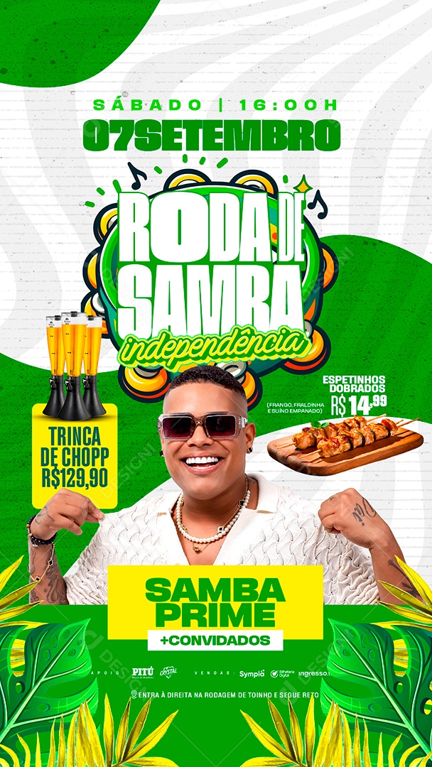 Flyer Roda Samba Independência Social Media PSD Editável
