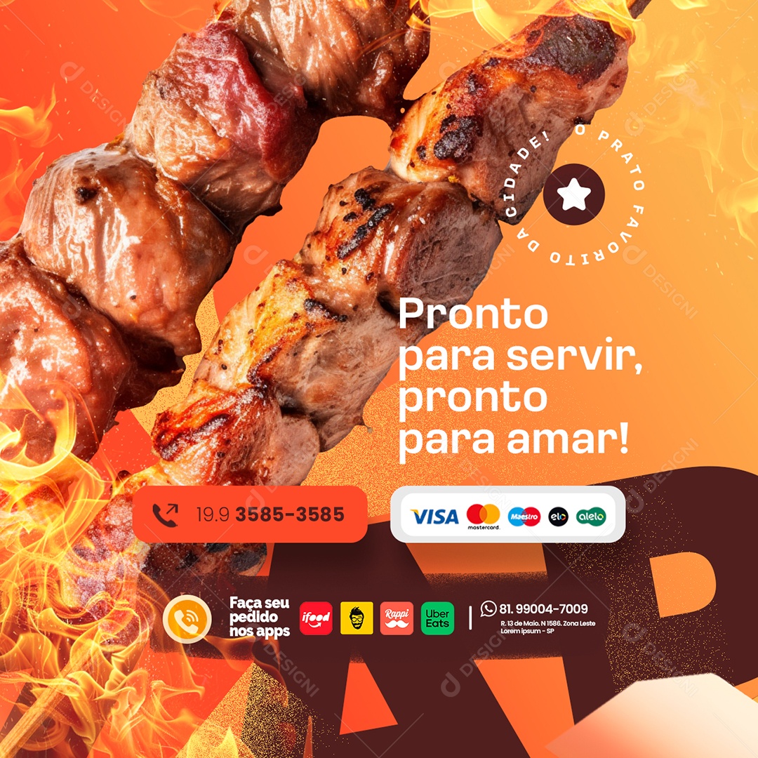 Rotisserie Pronto para Servir Social Media PSD Editável