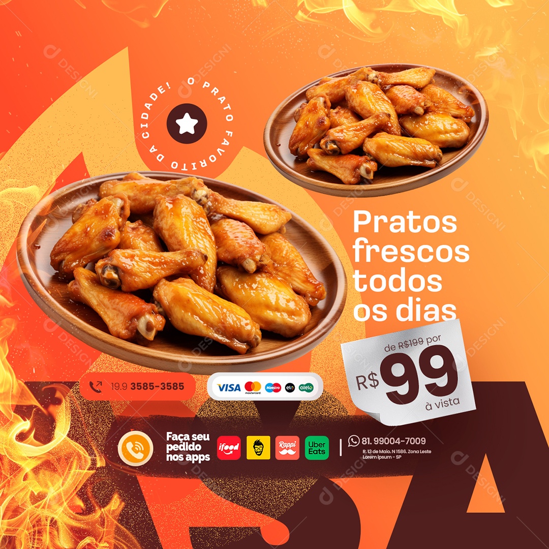 Rotisserie Pratos Frescos todos os Dias Social Media PSD Editável