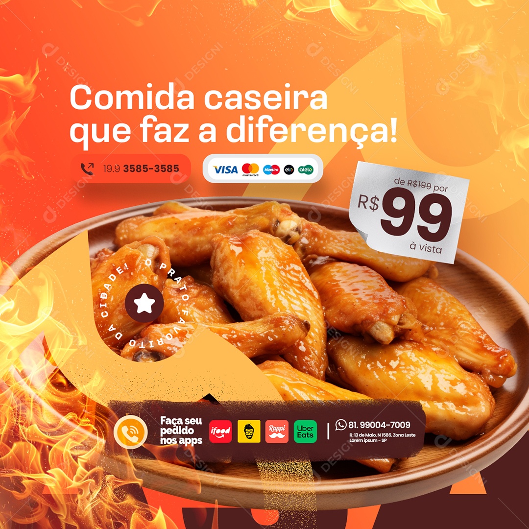 Rotisserie Comida Caseira que Faz a Diferença Social Media PSD Editável
