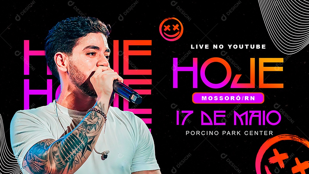 Banner Flyer Hoje Live No YouTube Social Media PSD Editável
