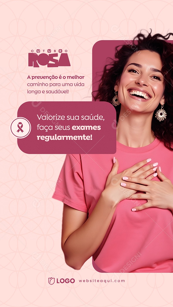 Story Outubro Rosa Mês de Conscientização Sobre o Câncer de Mama Social Media PSD Editável