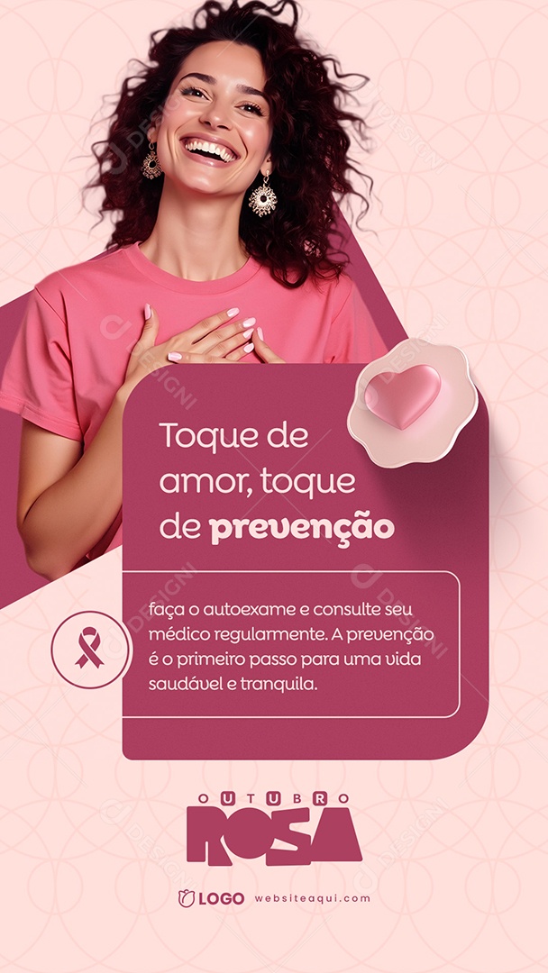 Story Outubro Rosa Mês de Conscientização Sobre o Câncer de Mama Social Media PSD Editável