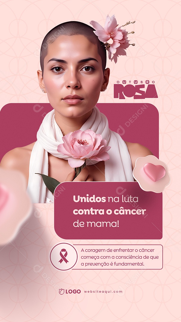 Story Outubro Rosa Mês de Conscientização Sobre o Câncer de Mama Social Media PSD Editável