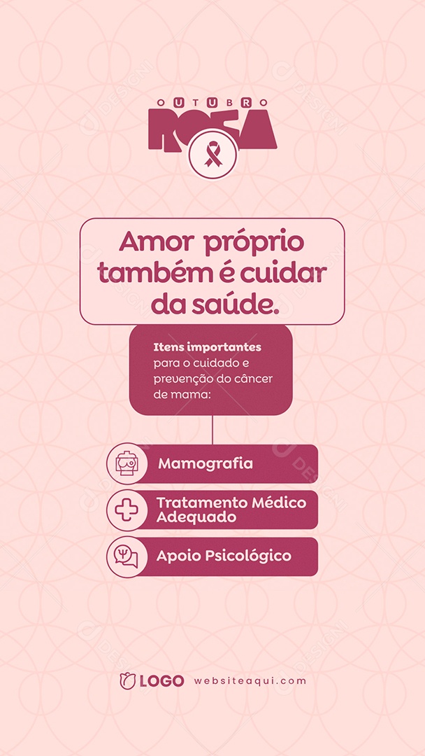Story Outubro Rosa Mês de Conscientização Sobre o Câncer de Mama Social Media PSD Editável