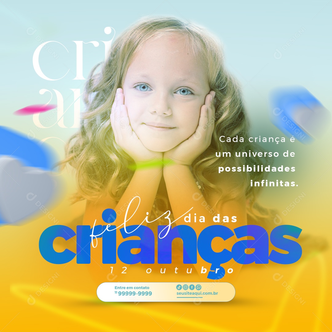 Feliz Dia das Crianças 12 de Outubro Social Media Editável