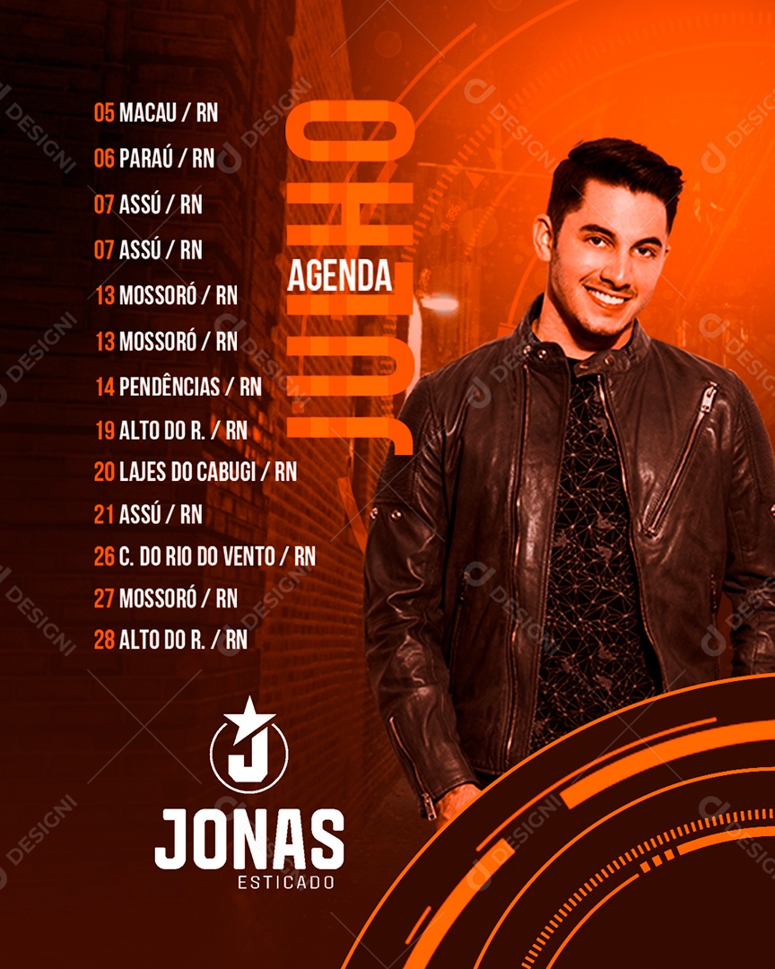 Feed Flyer Agenda Julho Social Media PSD Editável