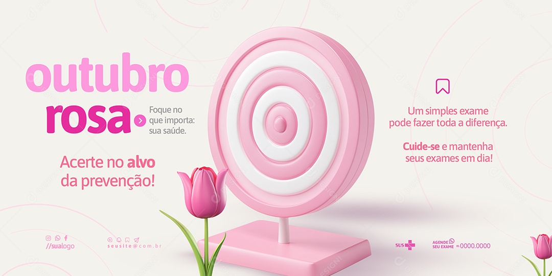 Carrossel Outubro Rosa Campanha de Prevenção Social Media PSD Editável