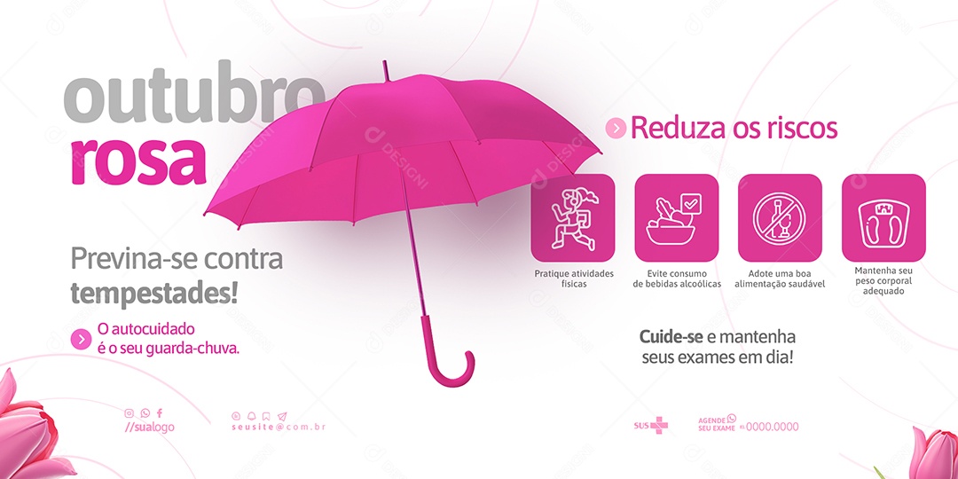 Carrossel Outubro Rosa Campanha de Prevenção Social Media PSD Editável