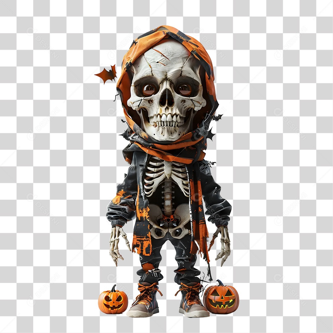 Personagem de Caveira Halloween PNG Transparente