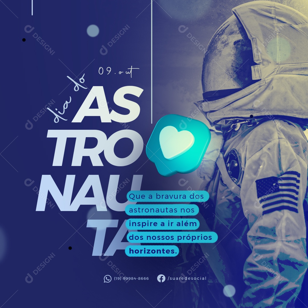 Dia do Astronauta 09 de Outubro Social Media PSD Editável