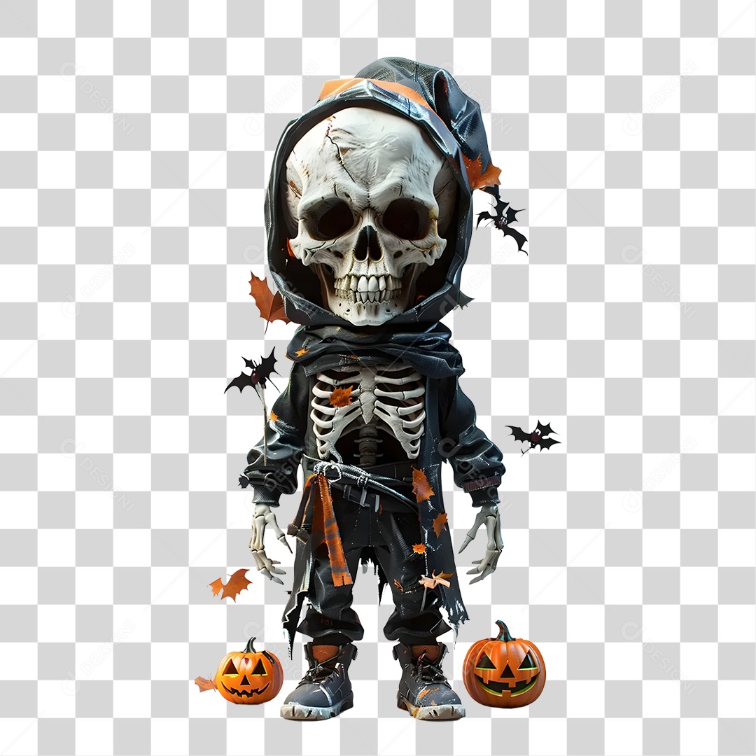 Personagem de Caveira Halloween PNG Transparente