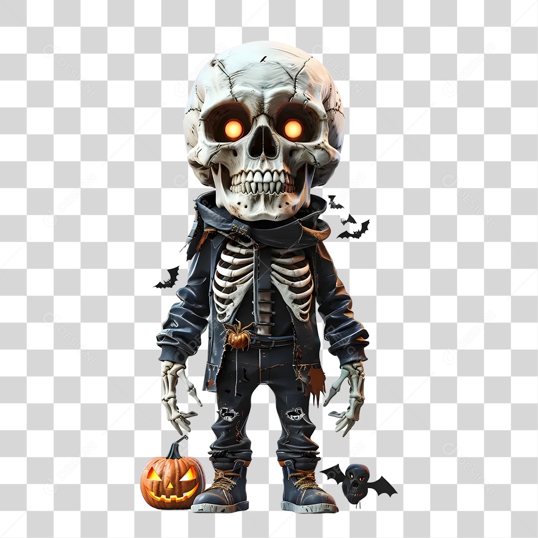 Personagem de Caveira Halloween PNG Transparente