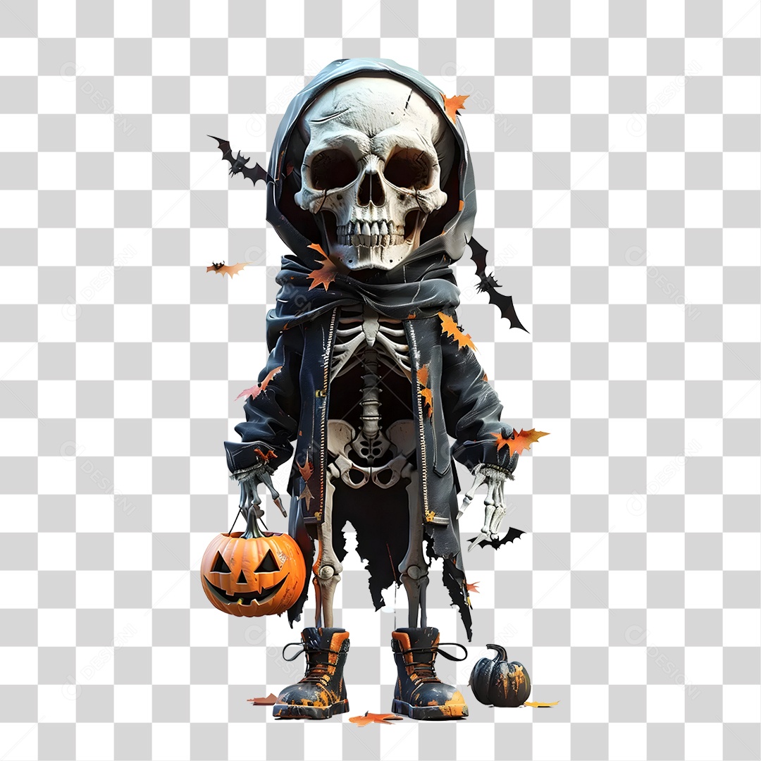 Personagem de Caveira Halloween PNG Transparente