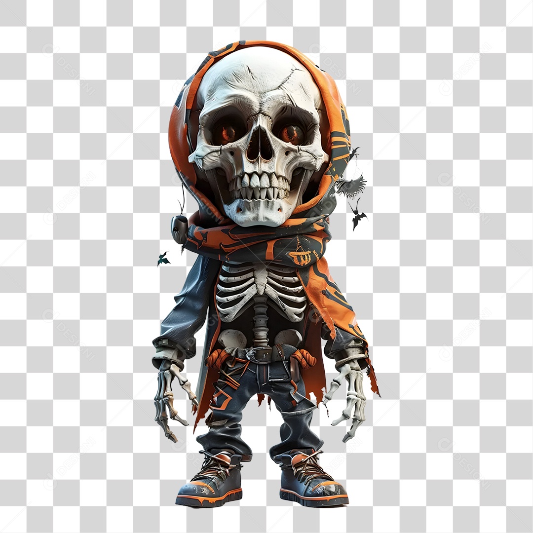 Personagem de Caveira Halloween PNG Transparente