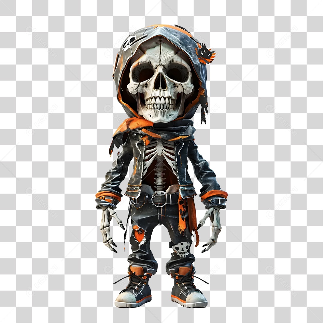 Personagem de Caveira Halloween PNG Transparente
